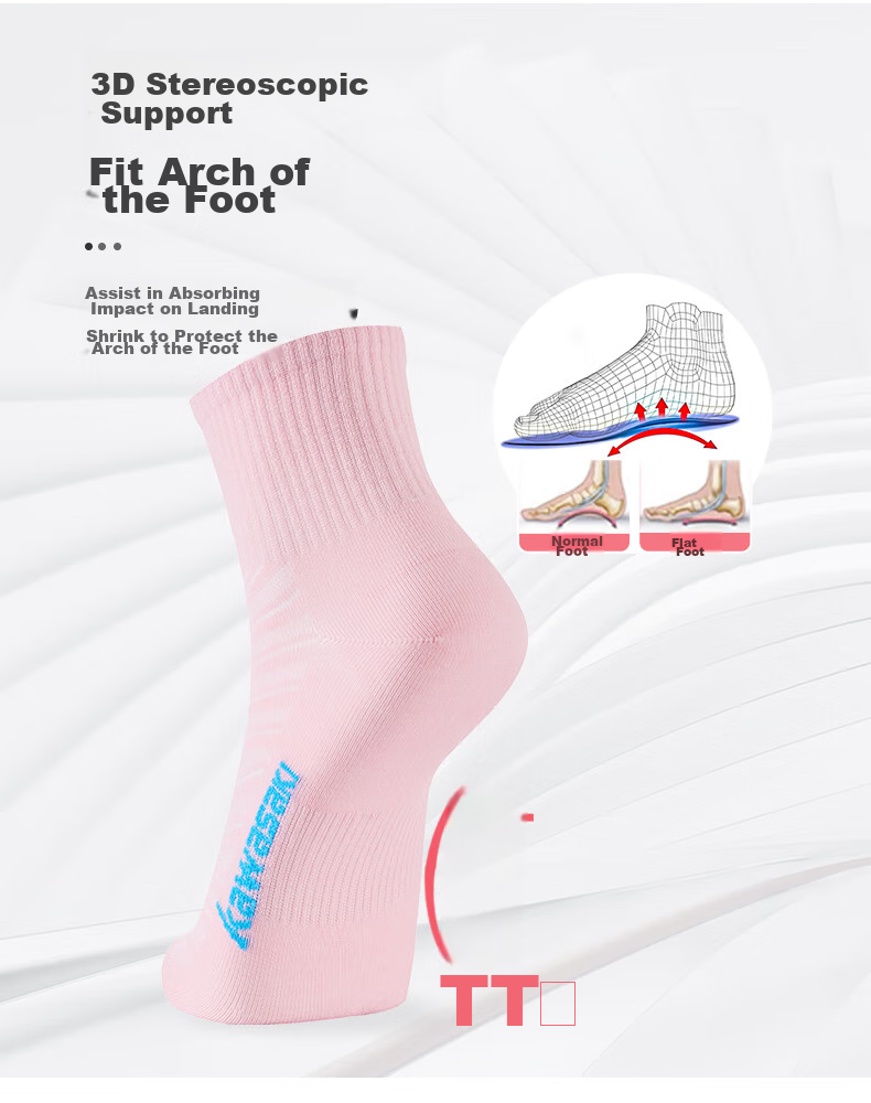 KAWASAKI Badminton Socks Breathable Running Sports Socks for Women A6202 Pink Purple Blue (Three Pairs) One Size Fits All 4