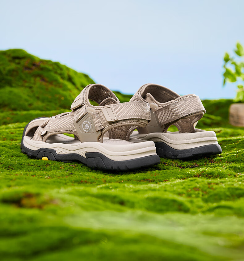 CAMEL Brand, Hollow Breathable Closed-Toe Outdoor Beach Casual Velcro Men's Sandals P14M307605, Black, Size 43 6