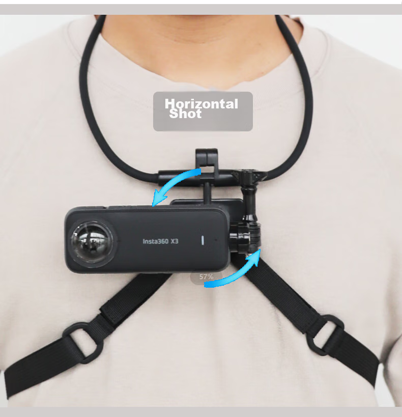 Qiye Neck Strap Mount Compatible with Insta360 X5 Panoramic Action Camera, Insta X4 Cycling Motorcycle X3 Base X5 Accessories, Neck Fishing Lure Bicycle X2 4