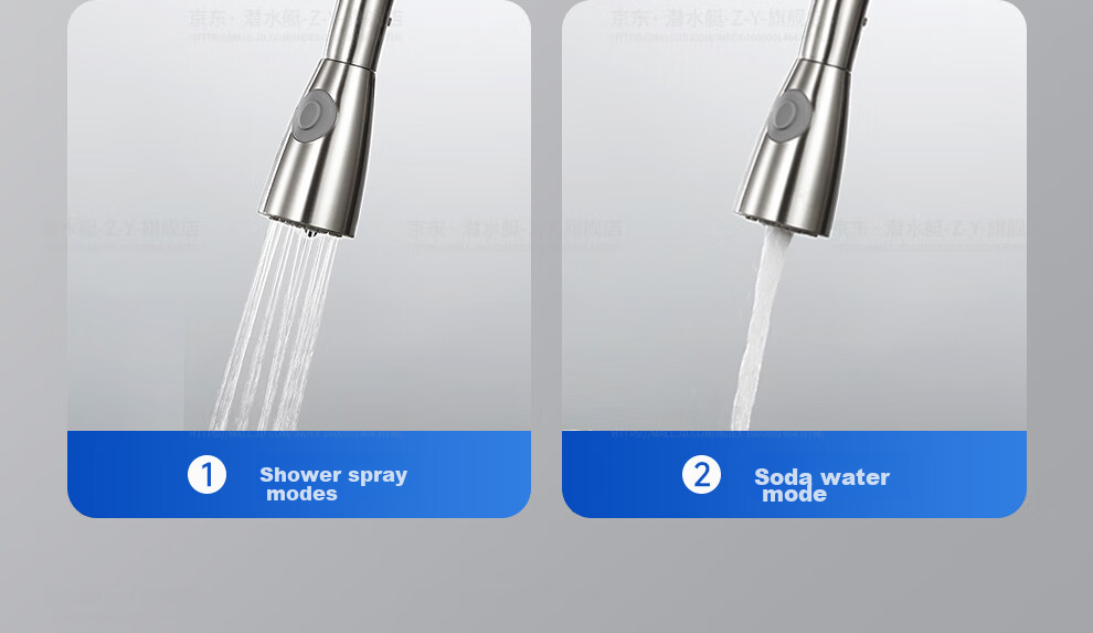 Submarine L3049 Pull-Out Faucet, Single-Hole Hot And Cold Sink Faucet with Two Water Flow Settings, Stainless Steel Brushed Sink Faucet 7