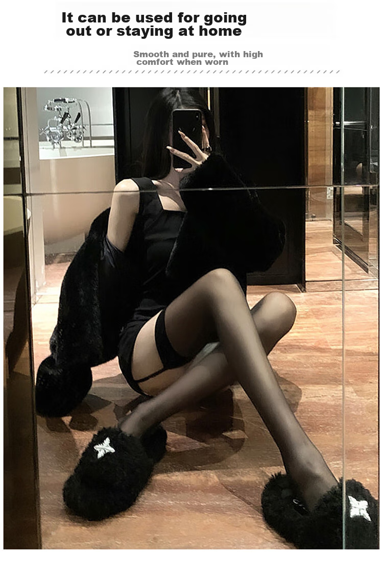 LangSha Sexy Black Thigh-High Stockings for Women, Elegant Over-Knee Socks, Leg-Flattering Internet Celebrity Black Silk Stockings with Black Straps 9