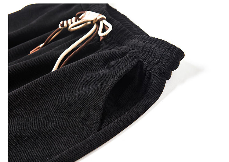 Dme [Cotton Velvet Wide-Leg Casual Pants], Autumn Mid-Rise Elastic Waist Trousers, Loose Women's Pants, Black, M 12
