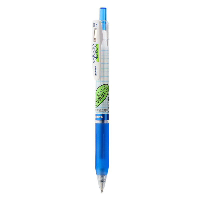 ZEBRA Academic Series Gel Pen, 0.4mm Bullet Tip, Push-Button Signing Pen, Student Exam Pen, Marking Pen, JJS77, Blue, Single Pe