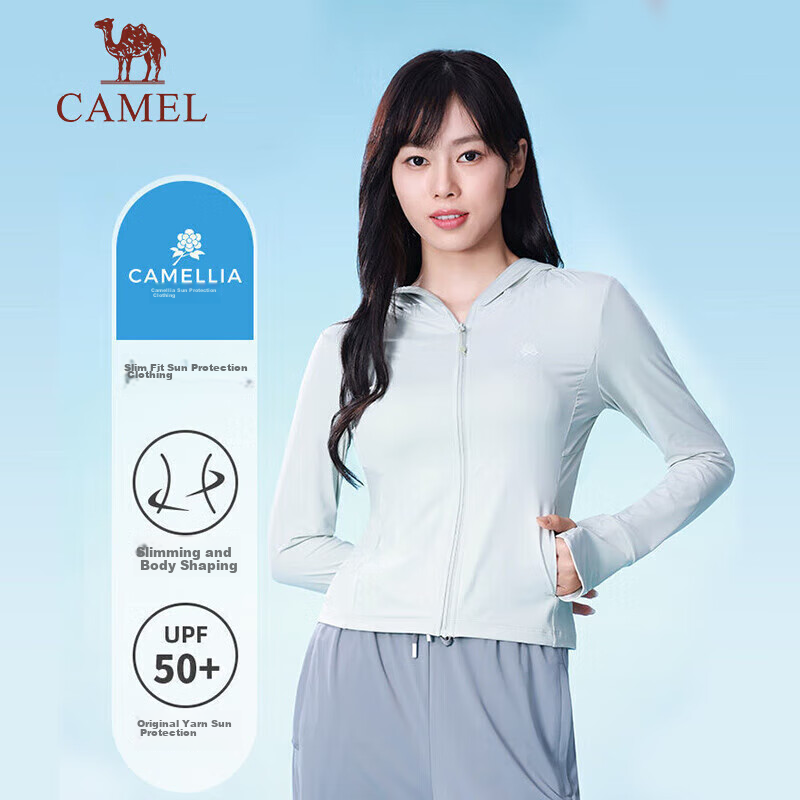 CAMEL Yoga Wear Ice-Cool Sun Protection Jacket, Moisture-Wicking Quick-Dry Lightweight Breathable All-In Sun Protection Clothing 1191, Ethereal Blue, M