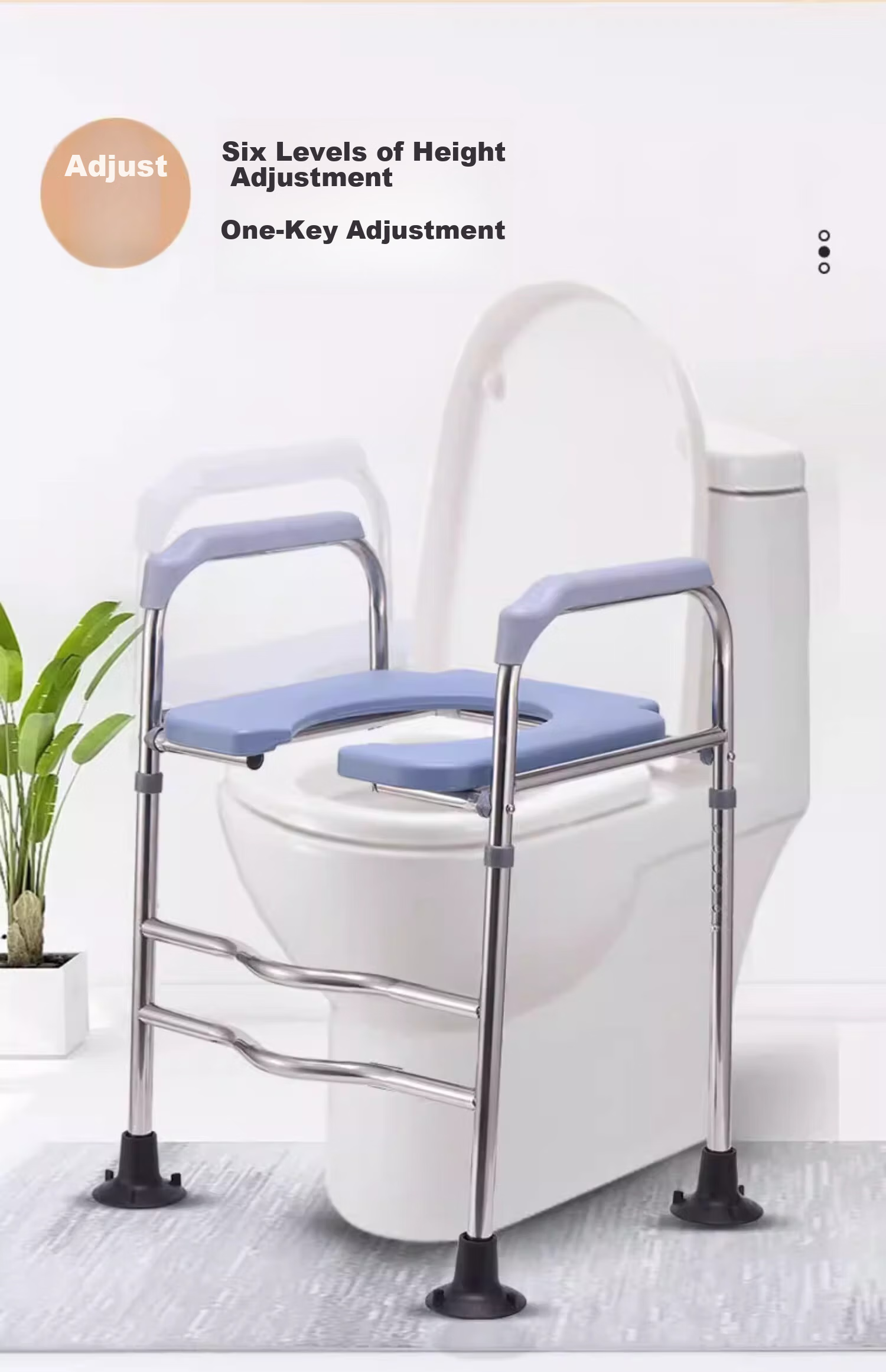 Yagao Elderly Commode Chair, Toilet Seat Riser, Foldable, with Armrests, Non-Slip, Double Bars, for Pregnant Women, Reinforced, Toilet Seat Stool, Simple Commode Chair 4