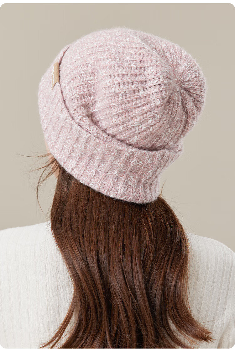JIUMU Wool Warm Knit Hat, Autumn And Winter Knitted Cap, Cold Hat, Winter Hat, Large Head Circumference Slouchy Hat, Cold-Proof Hat for Women in Winter 20