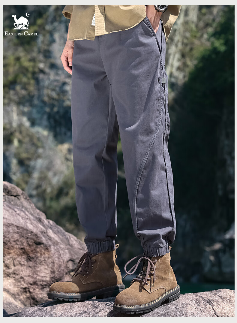 EASTERN CAMEL Casual Pants for Men, Spring And Summer Outdoor Sports Versatile Casual Tapered Cargo Pants Long Trousers, Khaki, L 21