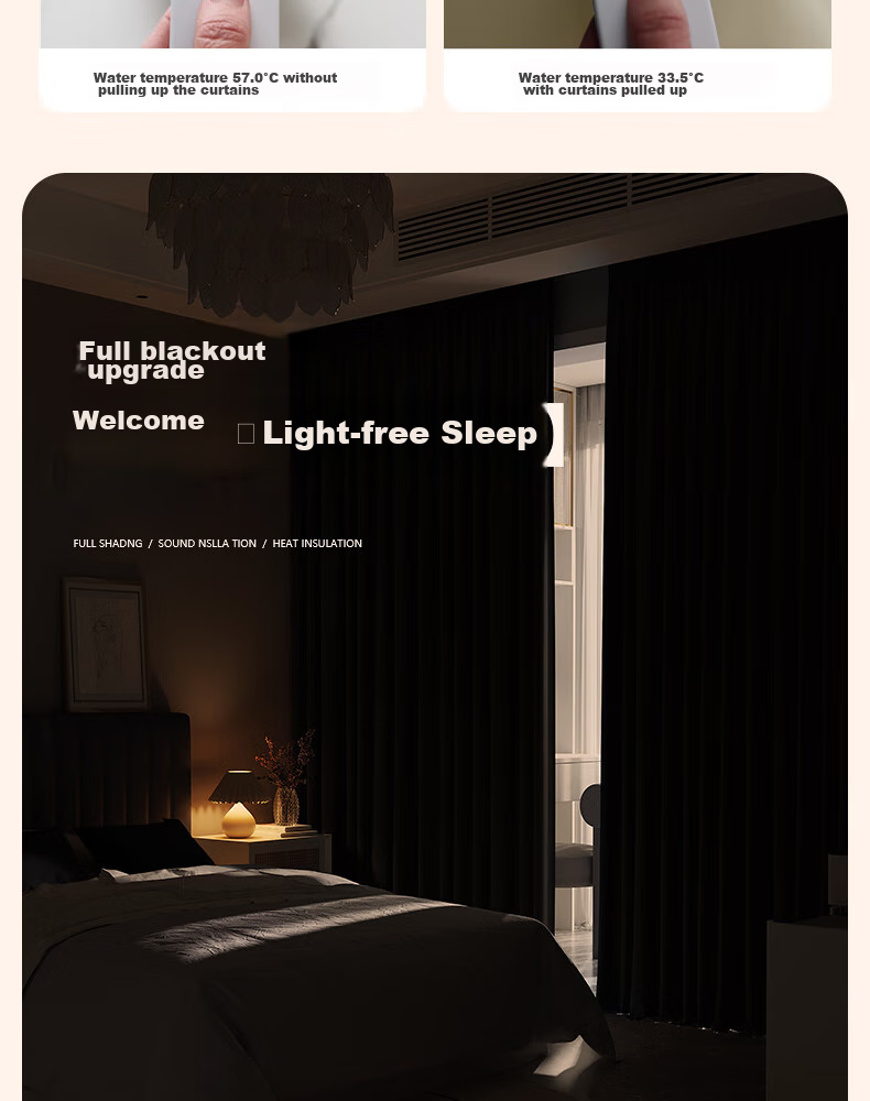 Ali Blackout Curtains, Sunshade Blinds, Ready-Made, No Drilling Required, UV Protection, Hook-Style, Soundproof Window Treatments 10