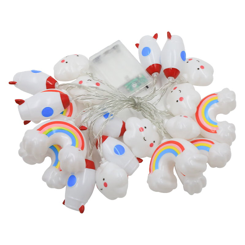 Duomeiyi Small Colorful String Lights, 1.5 Meters, 10 Pieces, Rocket Cloud Lights, Birthday Scene Decoration, Balloon Atmosphere Decorations, LED Lights