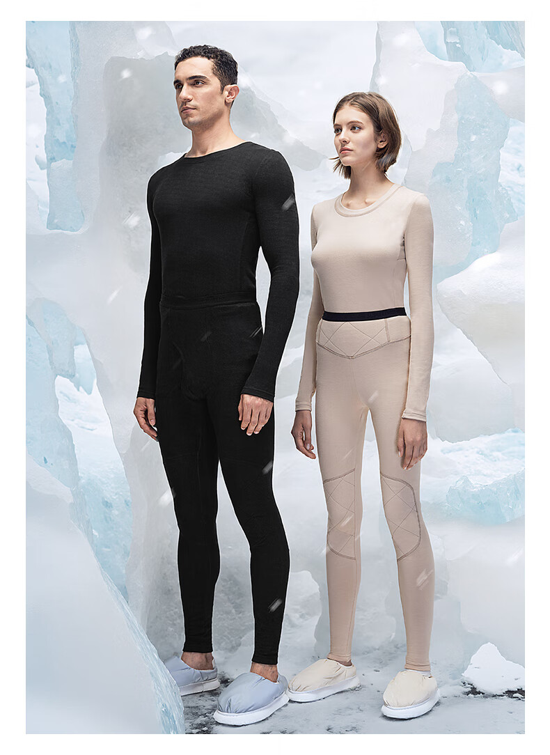 SUPIELD Men's Thermal Set Autumn Winter Knee Aerogel Fleece Dual Cold Protection Obsidian Black XL 1