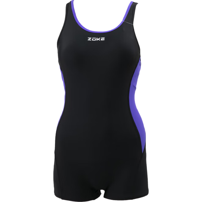 ZOKE Women's One-Piece Flat-Angle Athletic Professional Slim-Fit Tummy Control Training Leggings 122501459-2 Black/Lavender Purple L