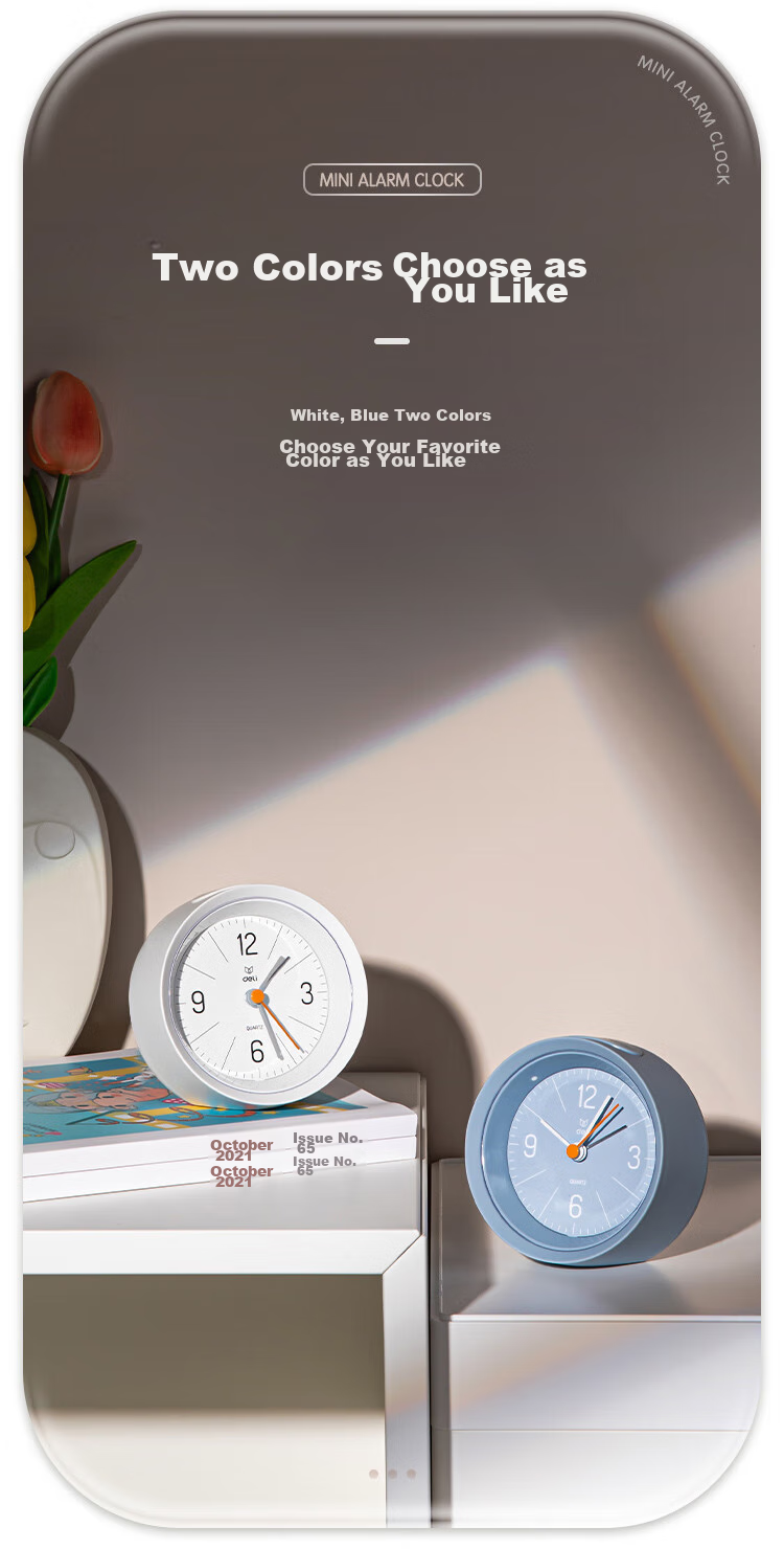 Deli Simple Buzzer Gradual Alarm Clock, Low Noise Student Alarm with Soft Lighting, Family And Office Alarm Clock, White LE300-WH Back-To Gift 9