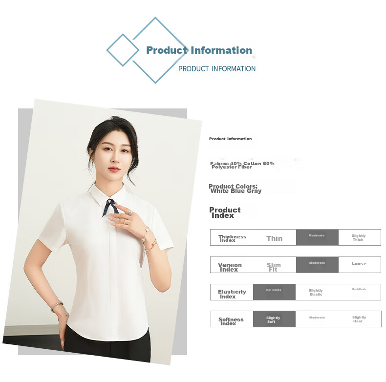 ROMON Cotton Short-Sleeve Shirt for Women, Business Casual Professional Formal Wear, Slim Fit Work Uniform Commuter White Blouse Women's Clothing 6