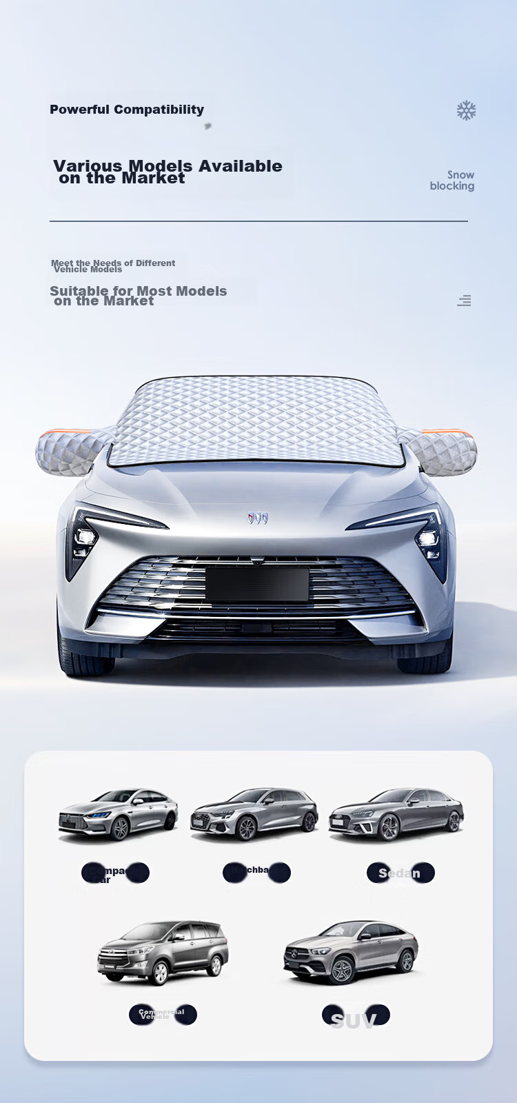 BIAZE Car Sunshade, Front Windshield Cover, Interior Heat Insulation Sunshade, Front Snow Cover, Car Window Light-Blocking Canopy 10