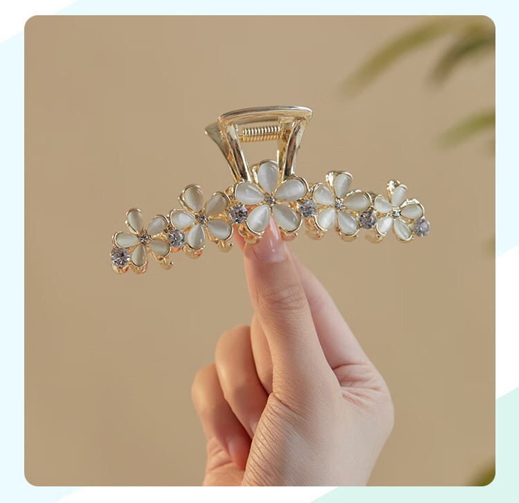 CHIMERA Elegant Hair Claw Clip with Flower And Shark Design, Luxurious Hair Clip for Back of Head, Bun Maker, Mid-Autumn Festival Gift for Wome 12