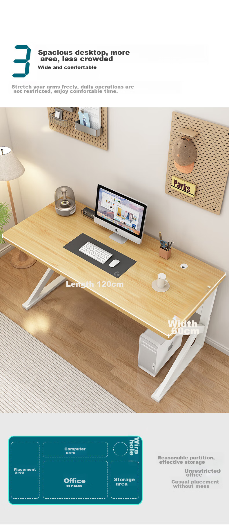 Yameile Gaming Desk, Thickened Solid Wood Core Computer Desk, Office Desk, Study Desk, Simple Writing Workstatio 7