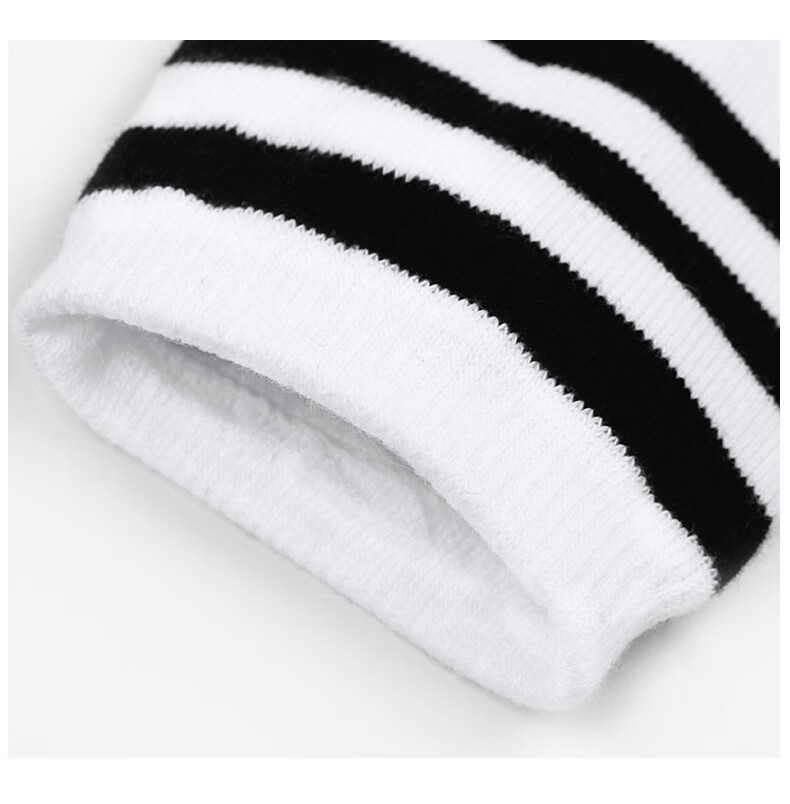 Luomeng Children's Socks, Kindergarten And Elementary School Students' College-Style Patchwork Striped White And Black Performance Dance Socks, Large Sizes 7