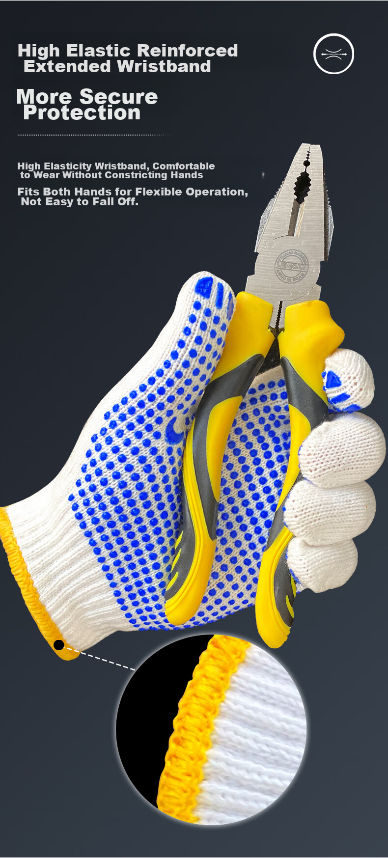 Shengfang Labor Protection Gloves, Dotted Gloves, Coated Anti-Slip Wear-Resistant Thread Gloves, Factory Construction Work Gloves, 600 Grams, Blue Dotted, 24 Pairs 7