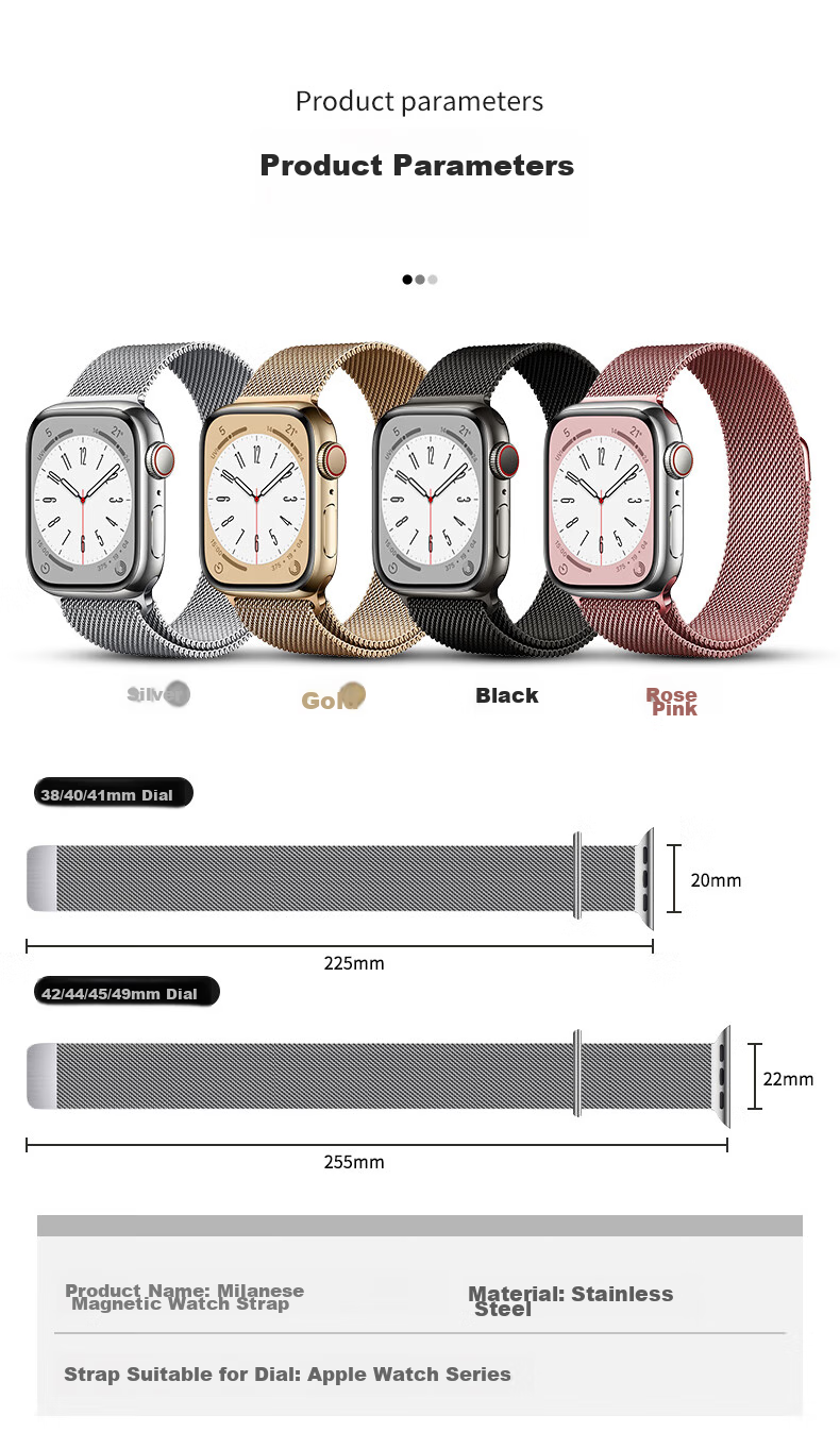 BHO [Official Milanese] Compatible with Apple Watch Band, Metal Strap for Apple Watch S12, IWatch S11/10/9/8/SE3/2/Ultra4 Band 7