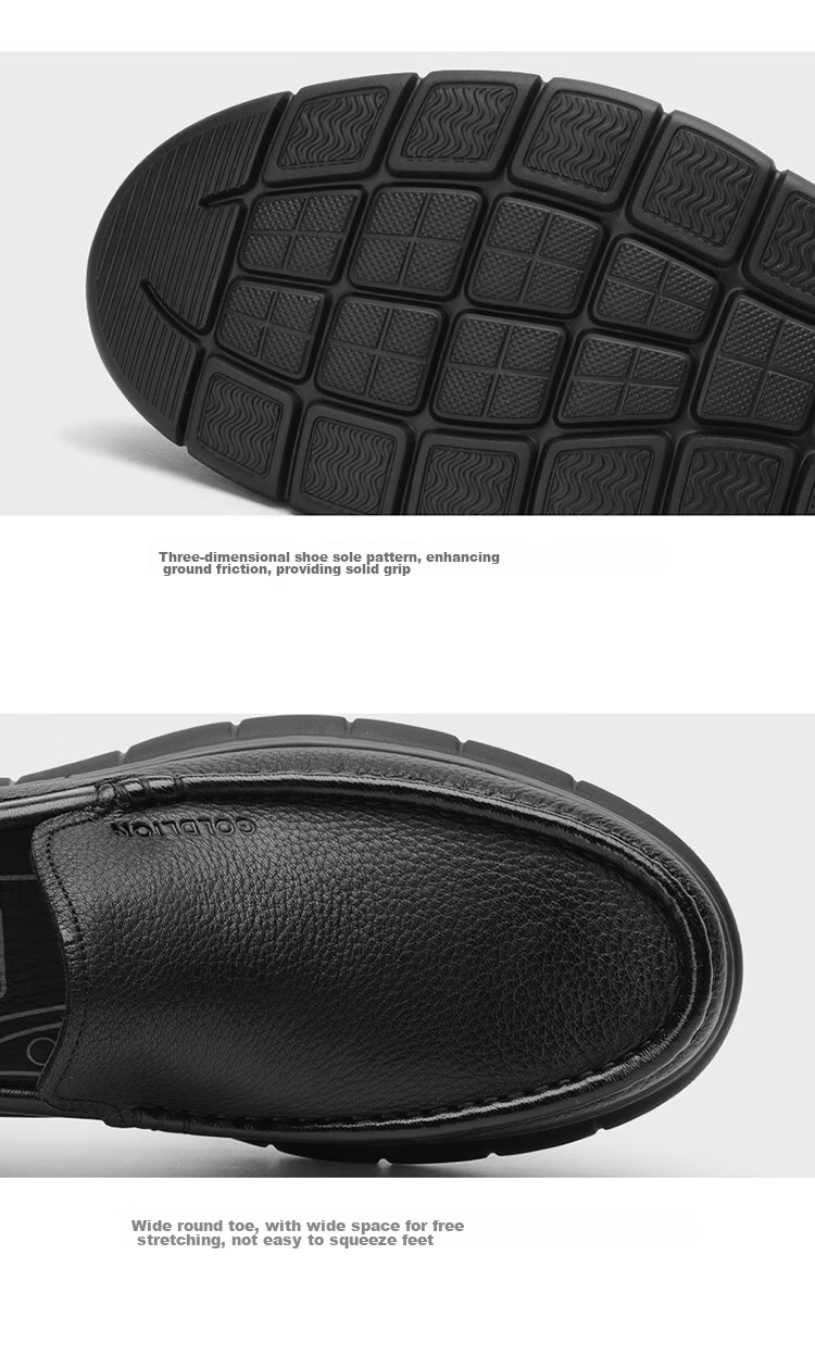 Goldlion Men's Shoes, Leather Shoes, Fashionable Business Casual Shoes, Comfortable Loafers, 55923018401A, Black, Size 41 13