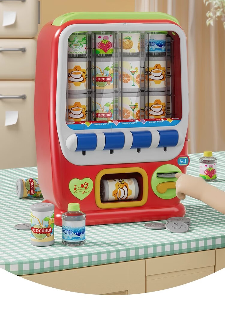 Mabaozibao Beverage Vending Machine Toy, Automatic Coin-Operated, Educational for Children And Girls Aged 3-6, Pretend Play, Birthday Gift for Boys 2