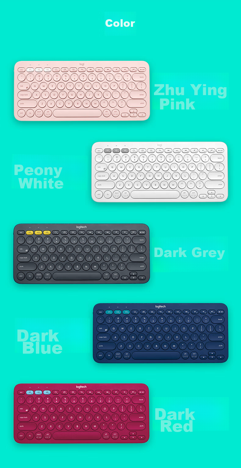 Logitech Stylish Series K390 Wireless Bluetooth Keyboard Ultra-thin Portable New Upgrade Blue 79 Keys 10