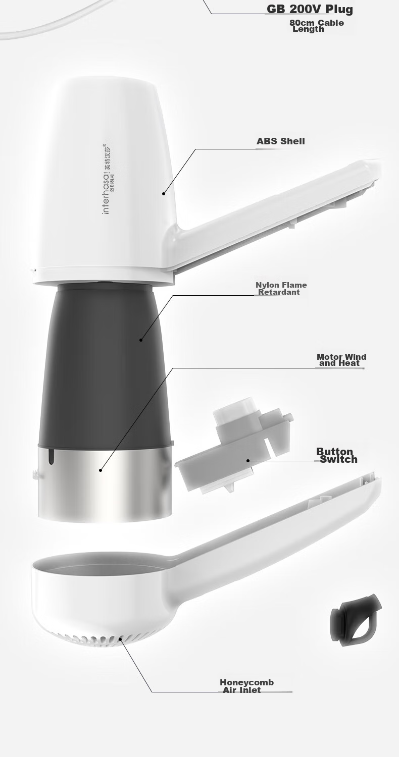Interhasa! Hotel-Specific Hair Dryer, Wall-Mounted, for Guest Bathroom, Dryer Holder, Wall-Mounted Electric Hair Dryer Stand D90261 10