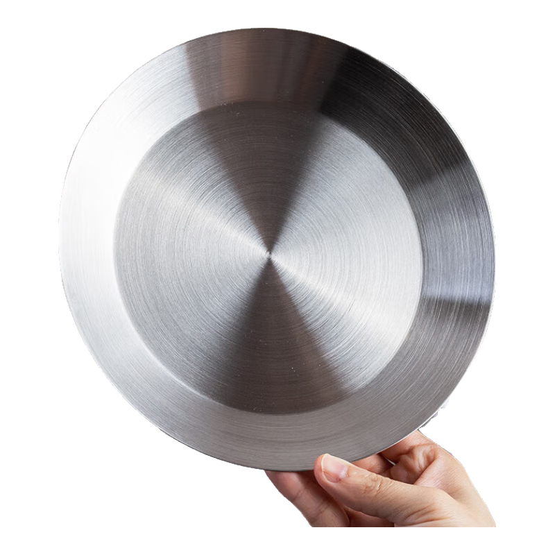 Banwushenghuo 304 Stainless Steel Plate, High-Quality Thickened Dish for Home Use, Snack Plate, Small Dish, Fruit Plate, Shallow Round Plate for Barbecue And Meals