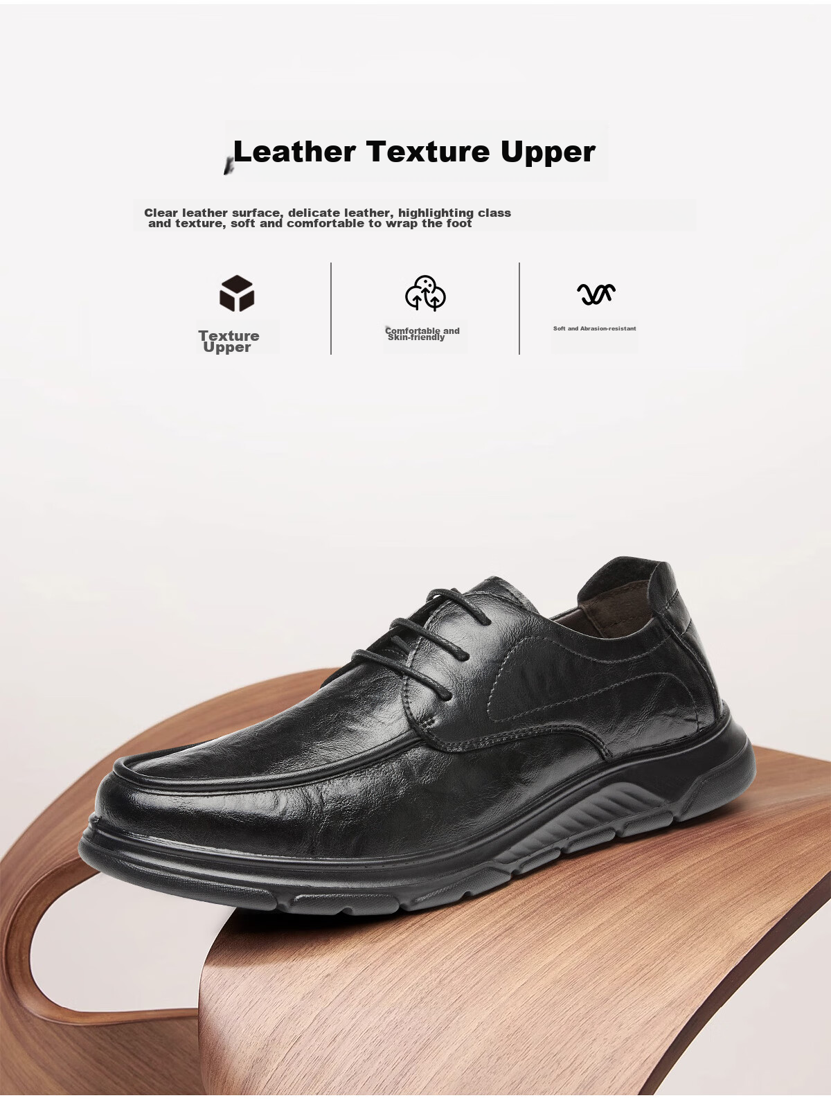 Huili Leather Shoes for Men, Spring And Summer Business Casual Formal Shoes, Comfortable Non-Slip Soft-Soled Work Shoes for Men, 1892 Black Size 44 9