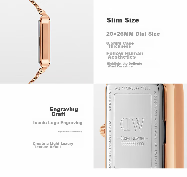 DanielWellington DW Ladies Wristwatch, Vintage Small Green Watch, Watch Strap Set, Quartz Niche Luxury, Birthday Gift for Girlfriend 5