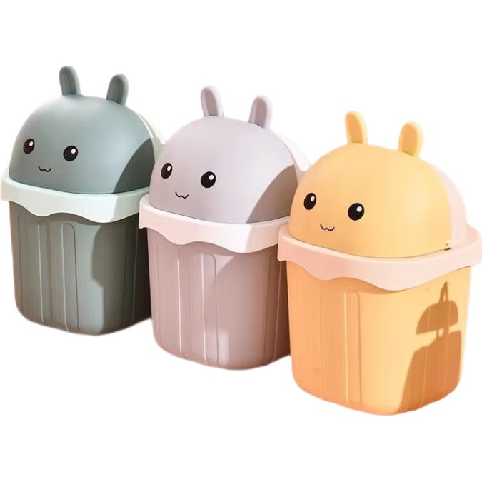 Meilixin Desktop Trash Can, 2.6L, Nordic Round Mini Trash Can, Japanese Simple Creative Garbage Bin, Yellow, 1 Pack