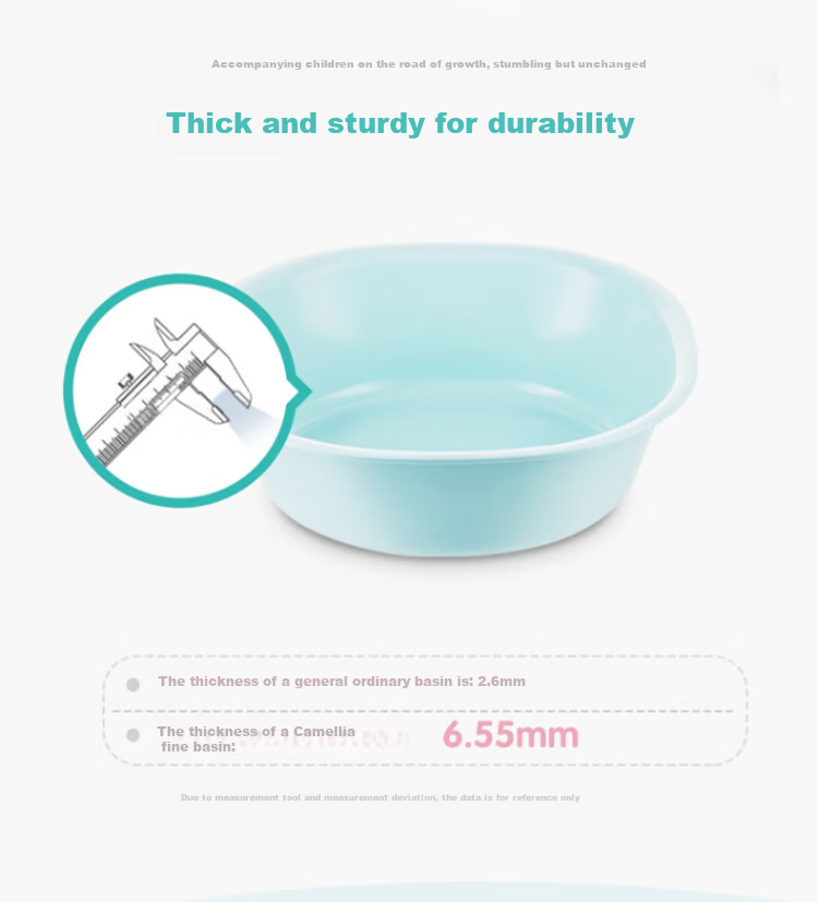 CHAHUA Antibacterial Plastic Basin, 25.5cm, 1 Piece, Face Washing Basin for Babies And Children, Underwear Washing Basin, Foot Washing Basin, Blue * 6