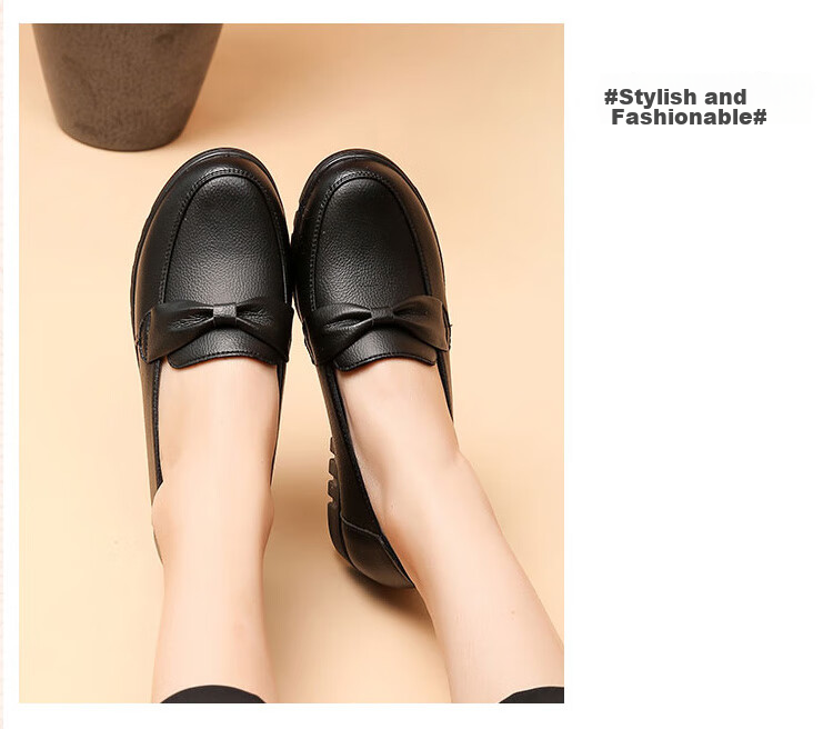 EGCHI Women's Shoes, Middle-Aged And Elderly Mom Shoes, Ladies Leather Shoes, Loafers, HD7518 Casual Style, Size 41 19