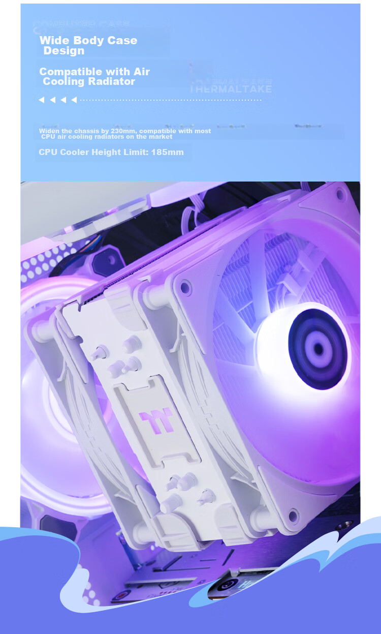Thermaltake (Tt) Steel Shadow Transparent S Seaside View Case Computer Tower White (ATX Motherboard / Supports 360mm Water Cooling / 270° Panoramic View / 9 Fan Positions / 4090 Graphics Card) 8