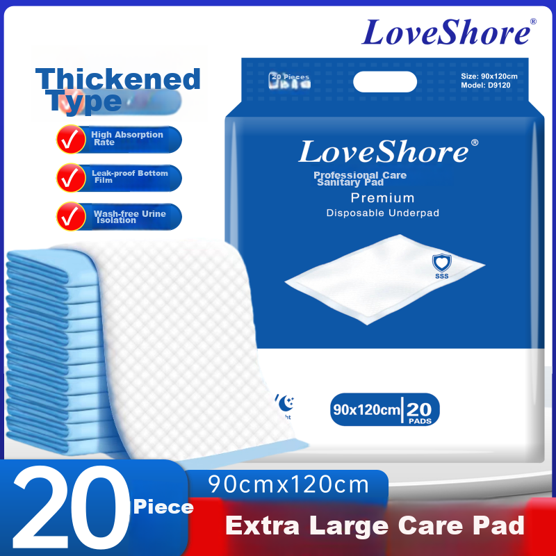 Love Shore Adult Care Pads, Disposable Incontinence Pads for Elderly, Diapers for Babies And Postpartum Women, Large Size, 20 Pieces, 90x120cm