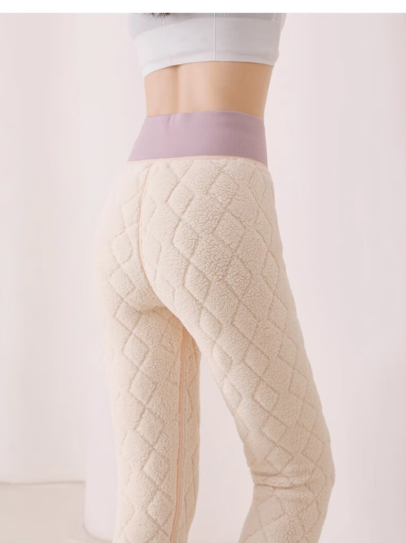 Borui Women's Wool Thermal Pants High Waist Autumn Winter Fleece Lined Thickened Leggings Extra Thick Lamb Wool Cotton Pants Northeast Style 25