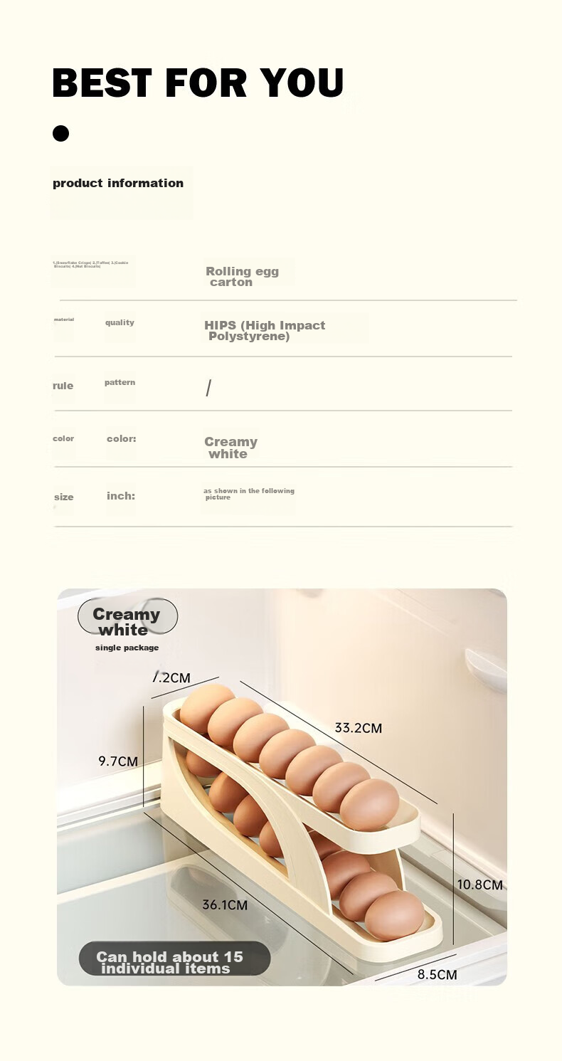 Jingmao Egg Storage Box, Refrigerator Side Door Organizer, Food-Grade Egg Rack, Automatic Rolling Egg Container, Fresh-Keeping Box 8