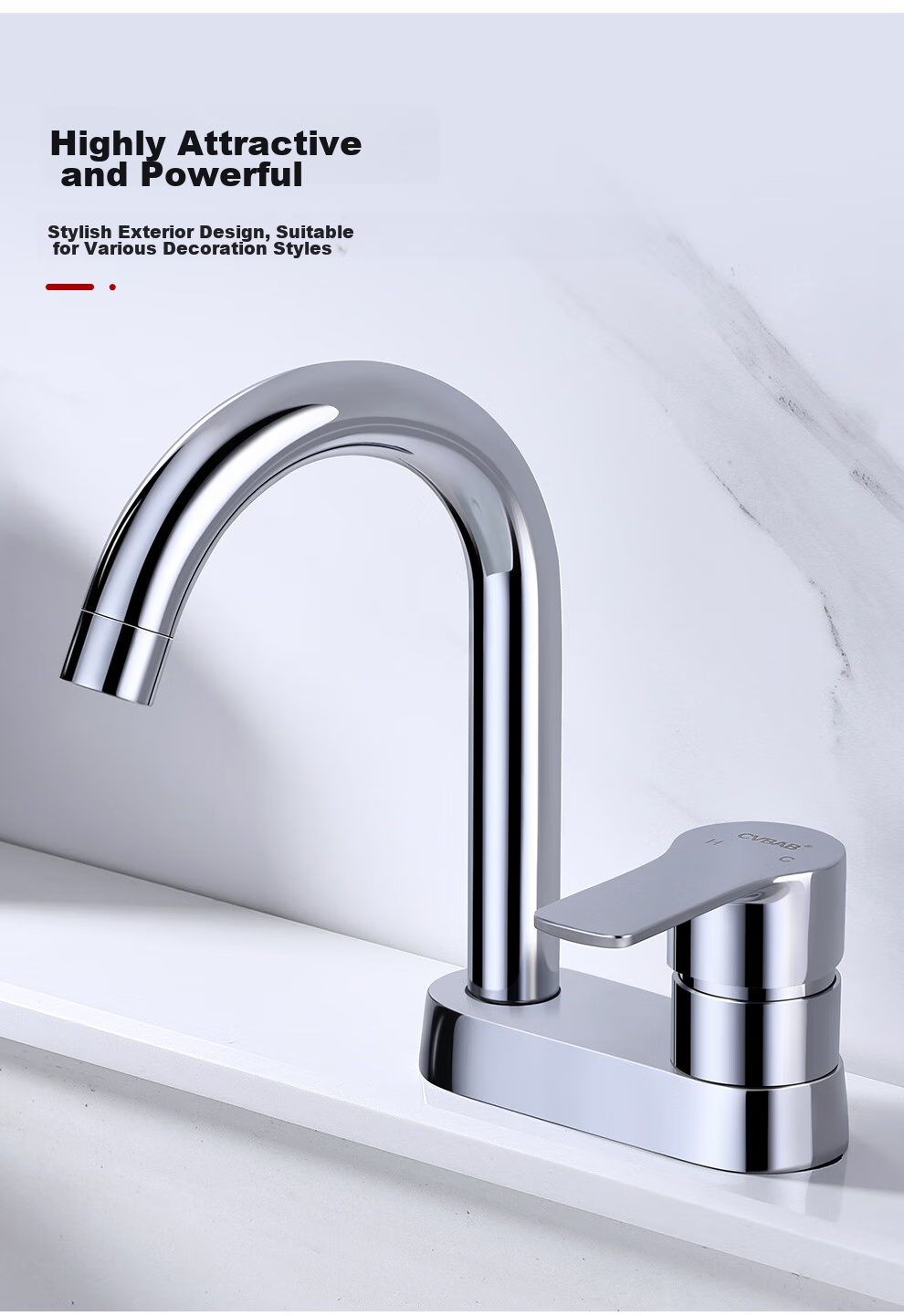 CVBAB Double-Hole Basin Faucet, Hot And Cold Full Copper Body Faucet, Bathroom Washbasin Faucet CV1211 8