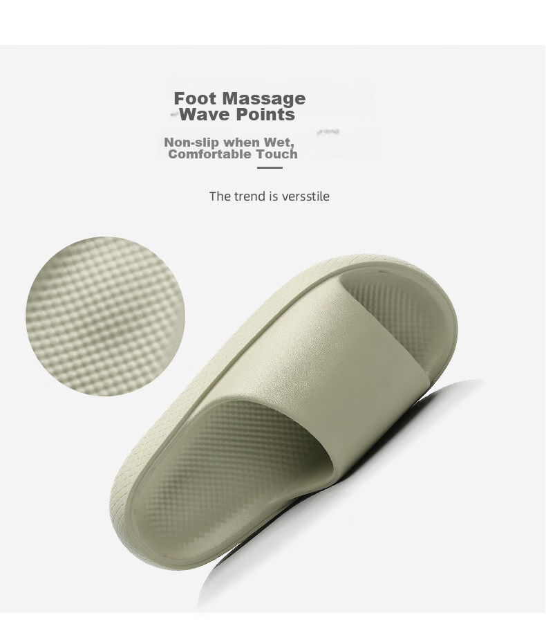 GUOLUOFEI Thick-Soled Slippers for Men, Summer Outdoor Wear, Squishy Feel, Indoor Couples Bathroom Shower Sandals, Gray, Size 44-45 4