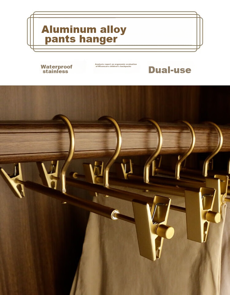 Fanyejia Aluminum Alloy Pants Hanger, 5 High-End Home Use, Seamless Extendable Trouser Hanger, Specialized Clothes Hanger for Pants, Skirt Clip, Coat Rack 1