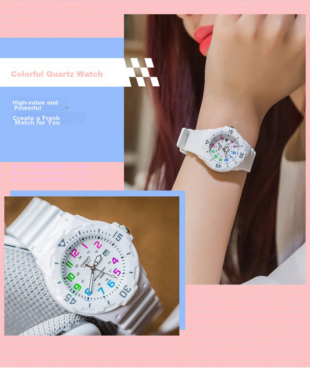 Casio Watch for Women Students, Exams, Children's Analog Watch, Luminous, Sports, Waterproof, Quartz Watch for Men And Women LRW-200H 24