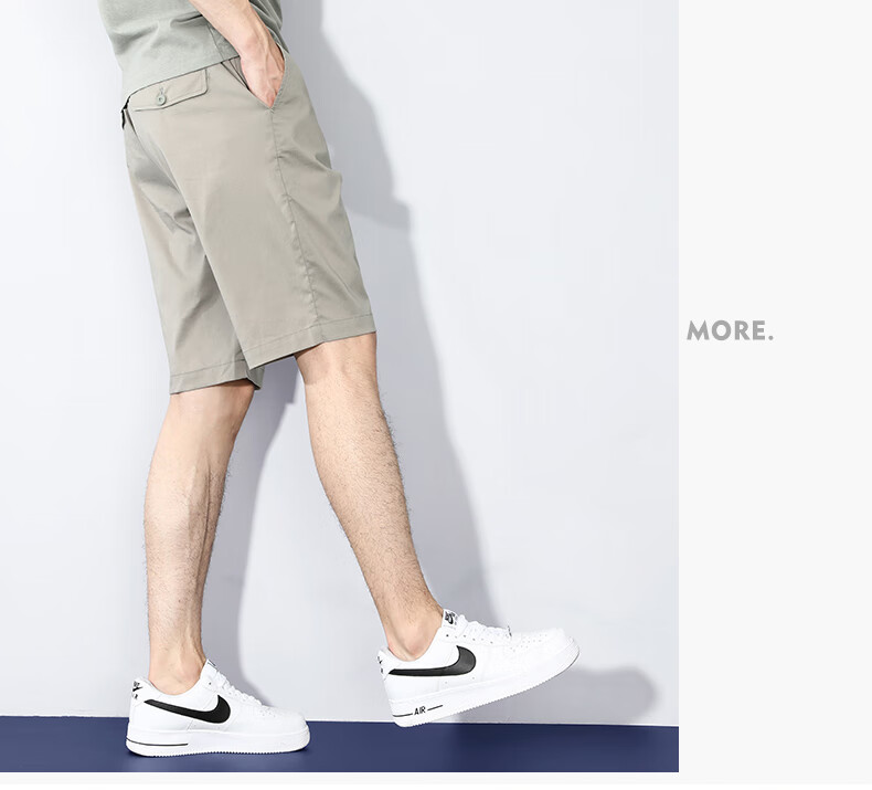 ROMON Casual Shorts for Men, Summer Business Pants, Cotton Stretch Breathable Five-Point Shorts, Sports Trousers, Men's Clothing LM112 Black Size 31 4