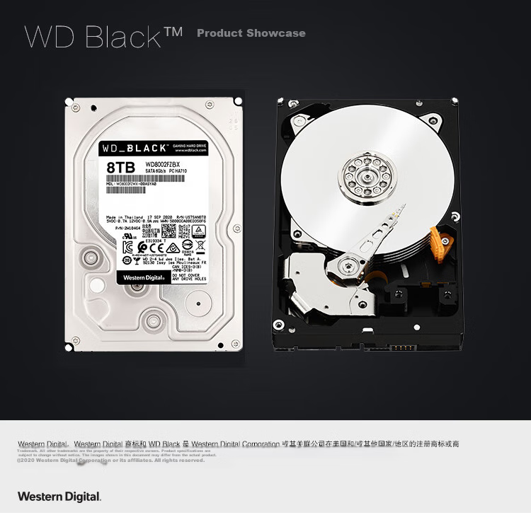 Western Digital (WD) 8TB Desktop Gaming Mechanical Hard Drive, WD_BLACK, SATA 7200 RPM to 256MB CMR Vertical, 3.5-Inch WD8002FZBX 5