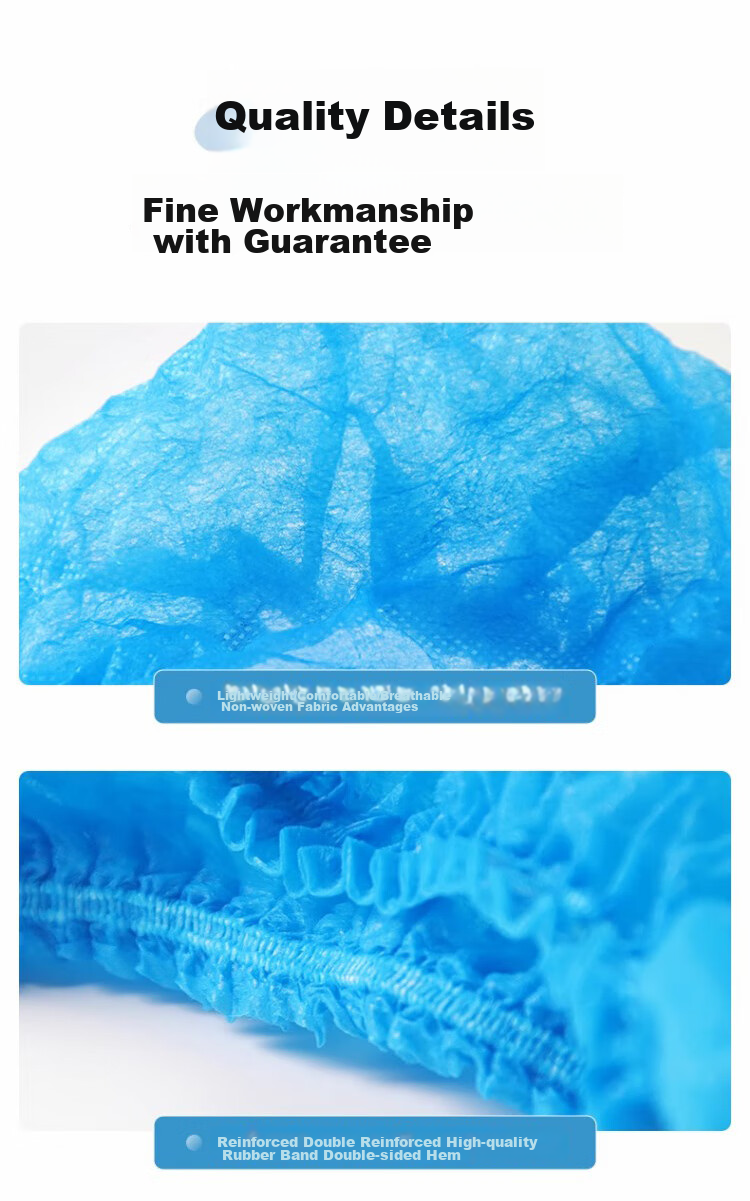 Gongzhe Disposable Hood, Thickened Non-Woven Dust-Free Hood, Strip Isolation Hood for Kitchen, GZ-T Blue, Pack of 100 8