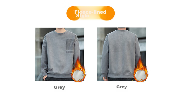 JEEP SPIRIT Men's Sweatshirt, Autumn And Winter Suede Long-Sleeve T-Shirt, Casual Loose Trendy Top for Me 8
