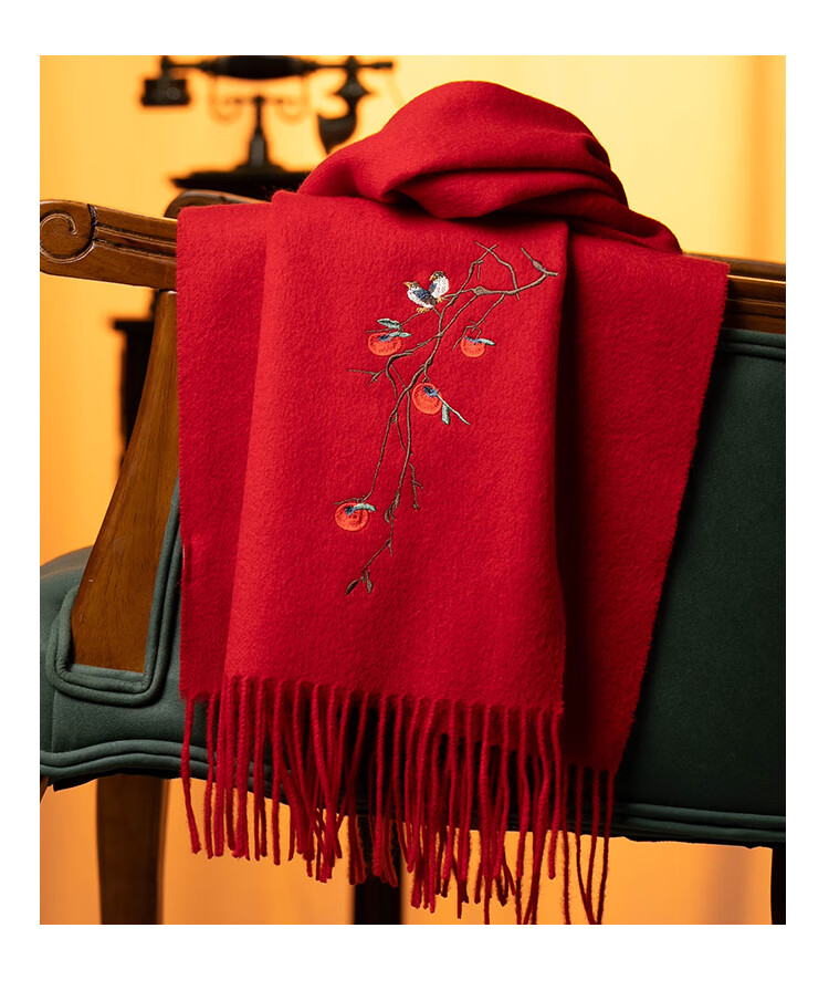 Shanghaigushi 100% Wool Scarf Gift Box, Winter Warmth, Embroidered Neckwear for Men And Women, Birthday Gift for Mom Or Teacher, National Day Present 31