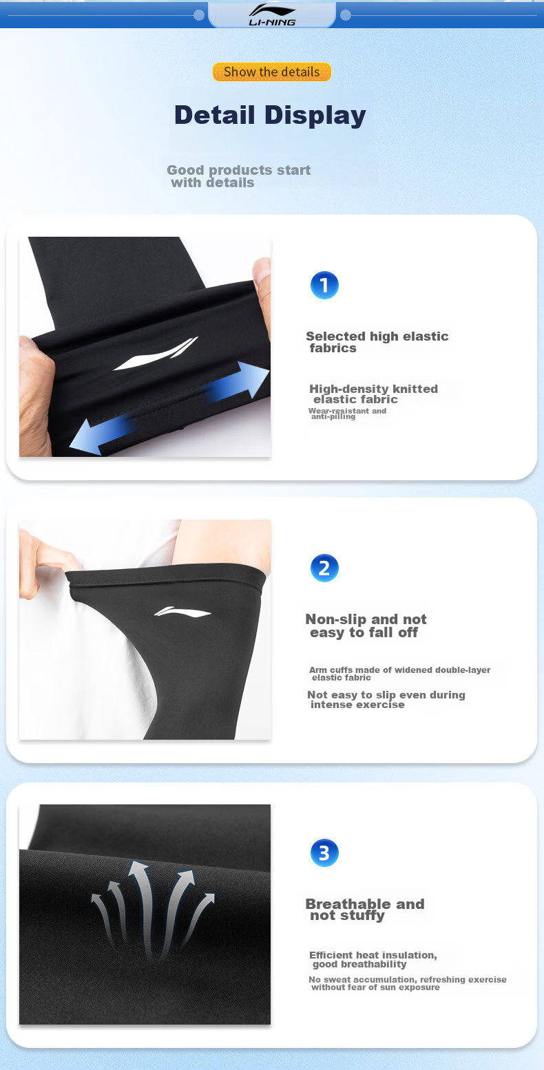 Li-Ning Ice Silk Arm Sleeves for Men And Women, Sun Protection Arm Covers, Summer Anti-Sun Protection Arm Guards, Cooling Sleeves for Driving, Fishing, Cycling 13