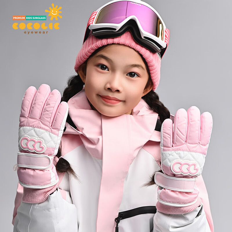 COCOLIC Children's Ski Gloves, Winter Cartoon Design, Fleece-Lined, Thickened Cotton, Warm, for Boys And Girls, CCL-201L01