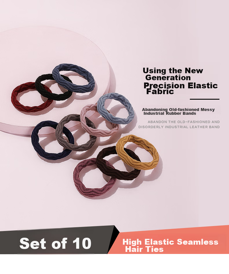 Royal Sasa Basic Hair Ties Set of 10, High-Elasticity Hair Bands, Ponytail Holders, Hair Accessories 1