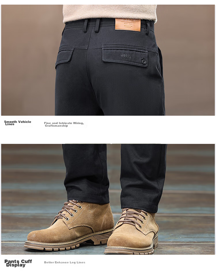 JEEP Casual Pants for Men, Fashionable Loose Straight-Leg Trousers, Trendy Versatile Easy-To Men's Pants 2225 Black 30 4